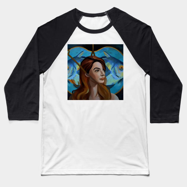 Pisces Zodiac Baseball T-Shirt by tearbytea